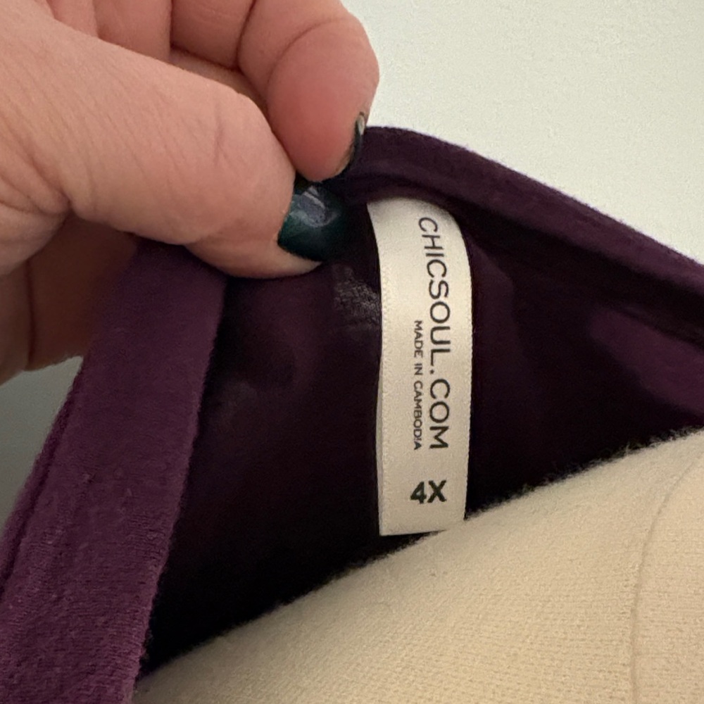 Sequin Pocket Long Sleeve Tee in Plum - Picture 2 of 5
